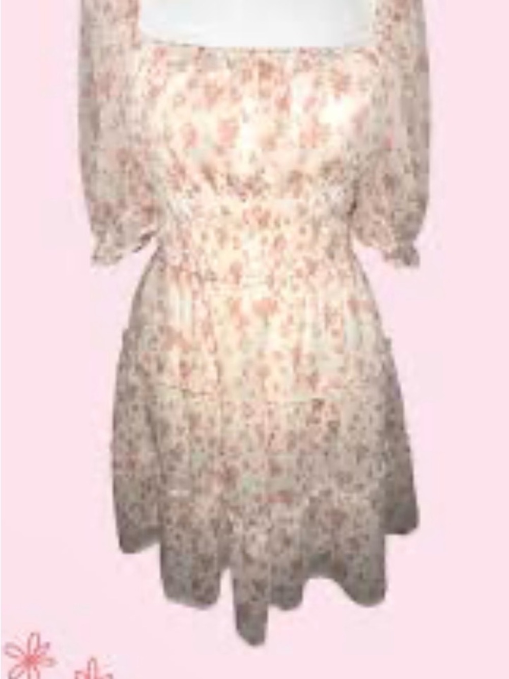 Trixxi Cream Mini Dress with Peach Floral Accents